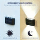 2 Packs Solar Wasserdichte Wandleuchten Außenbereich Dekoration, 6 LED Lichter Warmweiß Skandinavischer Stil Deckbeleuchtung Beleuchtung Außenleuchten, Terrasse, Straße, Landschaftsgestaltung, Zaun, Garage, Garten Wandleuchten