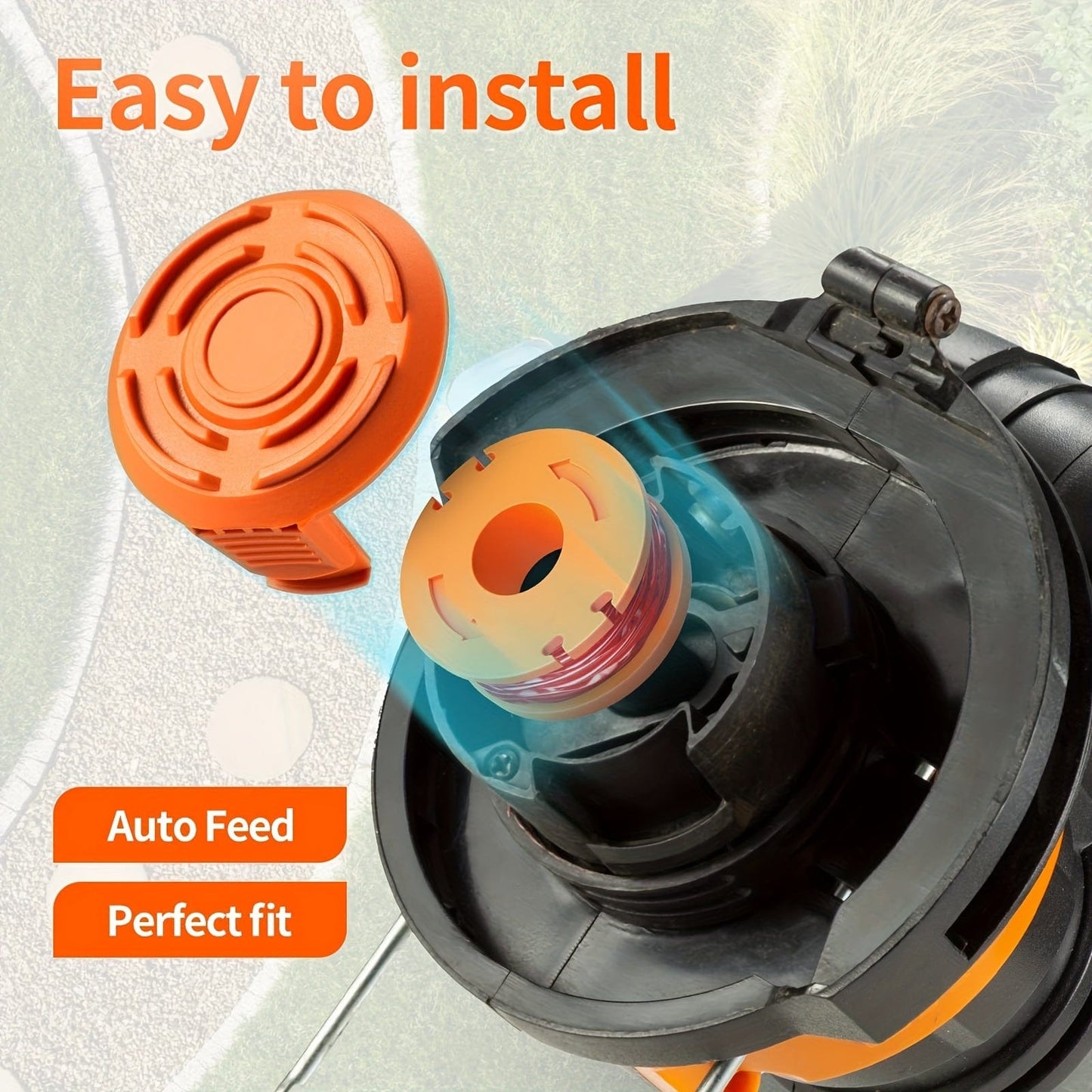 20 Packs Ersatz 10ft (3m) Grass Trimmer Line Spule, Edger Line Spule Kompatibel Modell Worx WA0010 (16 Ersatz Line Spule, 4 Trimmer Kappe)