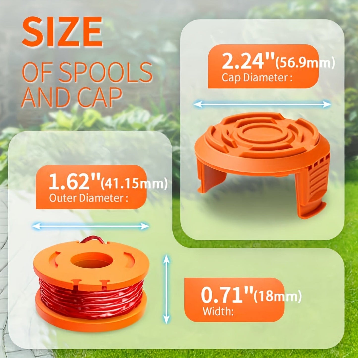 20 Packs Ersatz 10ft (3m) Grass Trimmer Line Spule, Edger Line Spule Kompatibel Modell Worx WA0010 (16 Ersatz Line Spule, 4 Trimmer Kappe)