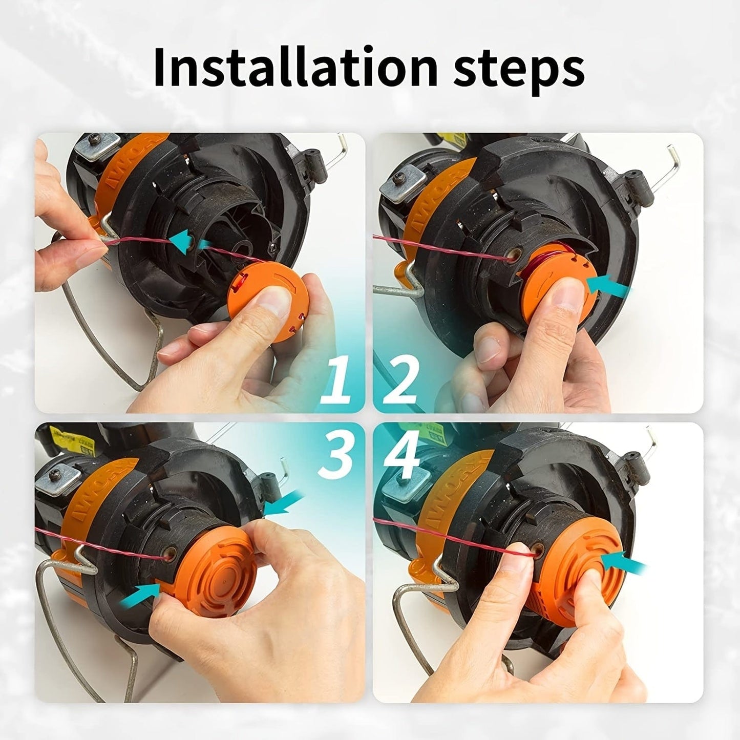 20 Packs Ersatz 10ft (3m) Grass Trimmer Line Spule, Edger Line Spule Kompatibel Modell Worx WA0010 (16 Ersatz Line Spule, 4 Trimmer Kappe)