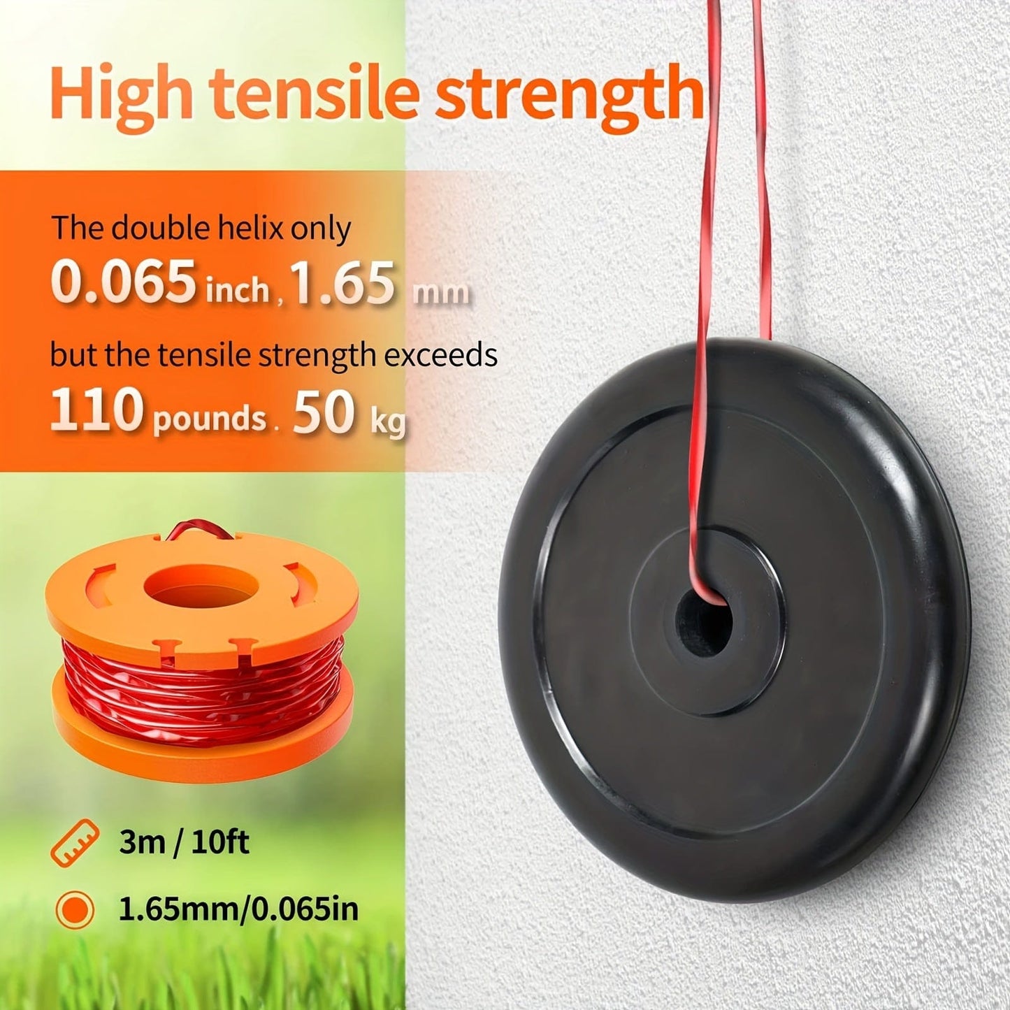 20 Packs Ersatz 10ft (3m) Grass Trimmer Line Spule, Edger Line Spule Kompatibel Modell Worx WA0010 (16 Ersatz Line Spule, 4 Trimmer Kappe)