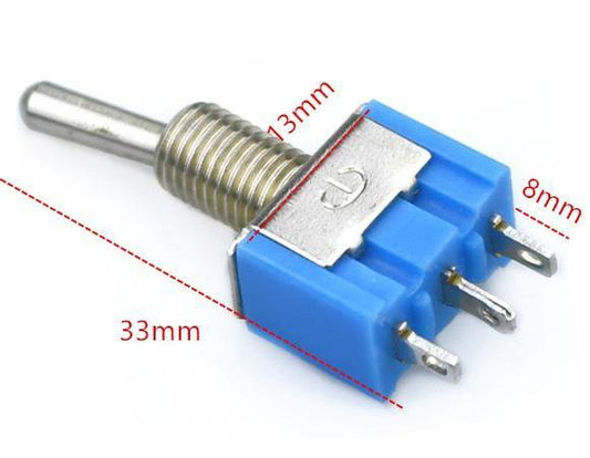 10 Stück/LOS Blaue Mini MTS-102 3-Pin SPDT EIN-EIN 6A 125VAC Miniatur Kippschalter MTS-103 3-Pin EIN-AUS-EIN