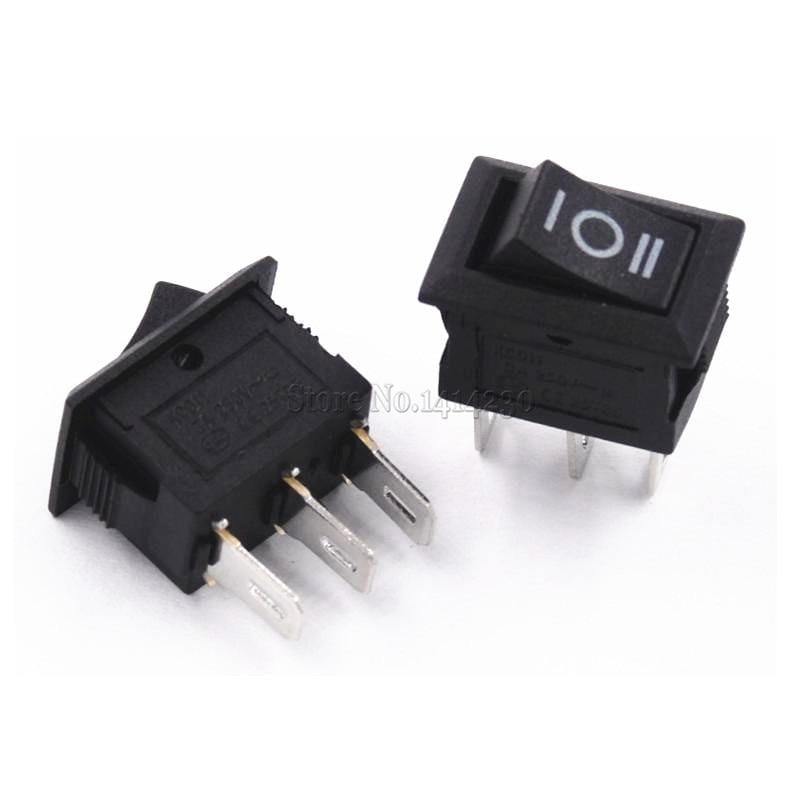 10PCS 3 Pin 3A 250V 10*15mm Schwarzer Knopf Wippenschalter AN AUS AN AC 10X15 Mini Wippenschalter