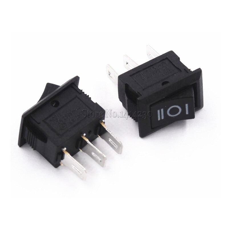 10PCS 3 Pin 3A 250V 10*15mm Schwarzer Knopf Wippenschalter AN AUS AN AC 10X15 Mini Wippenschalter