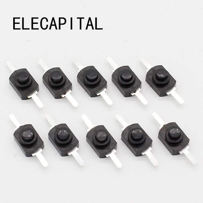 10 Stück DC 30V 1A Schwarzer On Off Mini Druckschalter für Elektrische Taschenlampe