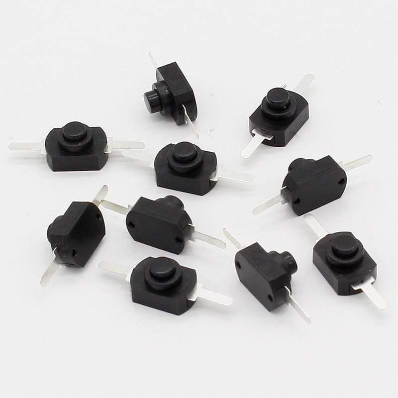 10 Stück DC 30V 1A Schwarzer On Off Mini Druckschalter für Elektrische Taschenlampe