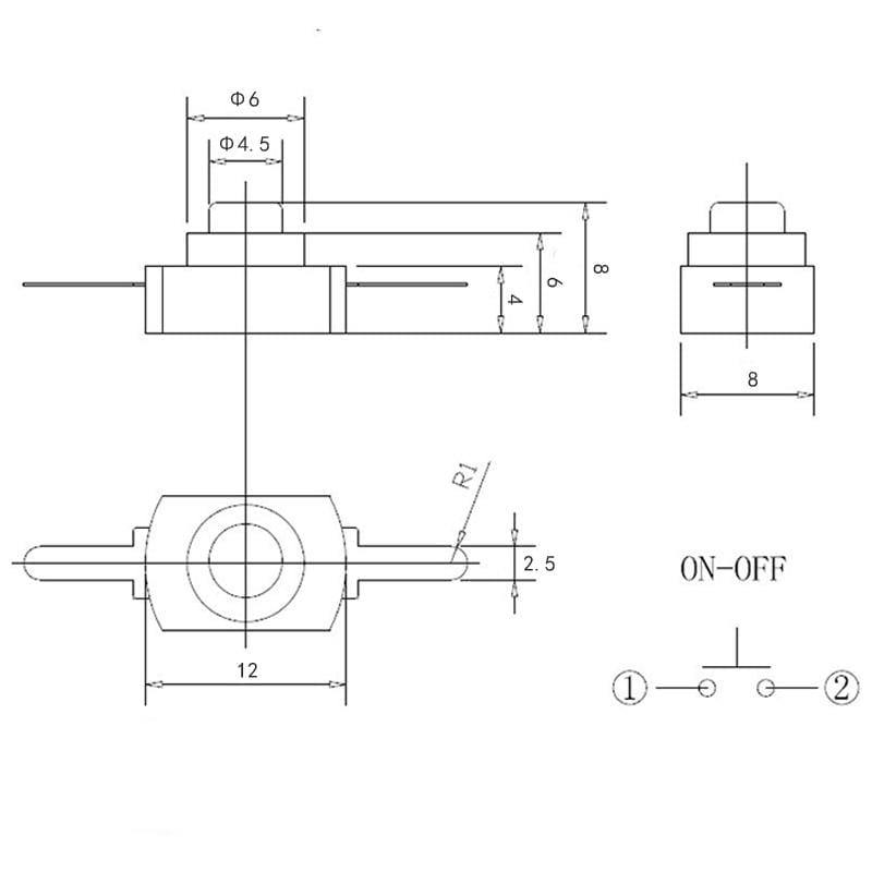 10 Stück DC 30V 1A Schwarzer On Off Mini Druckschalter für Elektrische Taschenlampe
