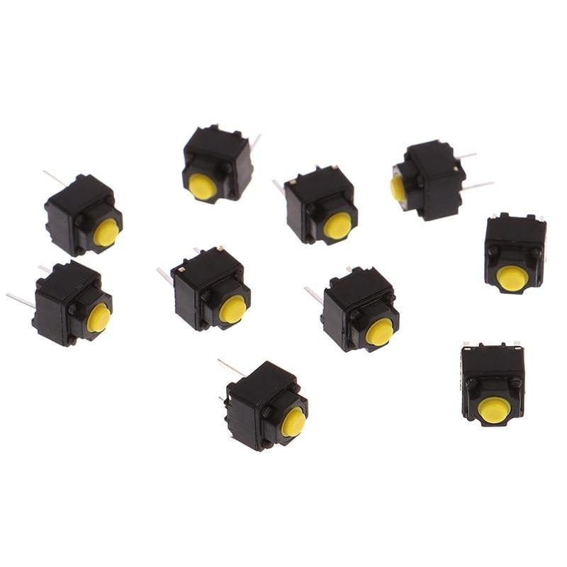 10Stück Stummtaste 6*6*7.3mm Silent Switch Drahtlose Maus Verdrahtete Maus Taste Mikro-Schalter Gelber Drucktastenschalter
