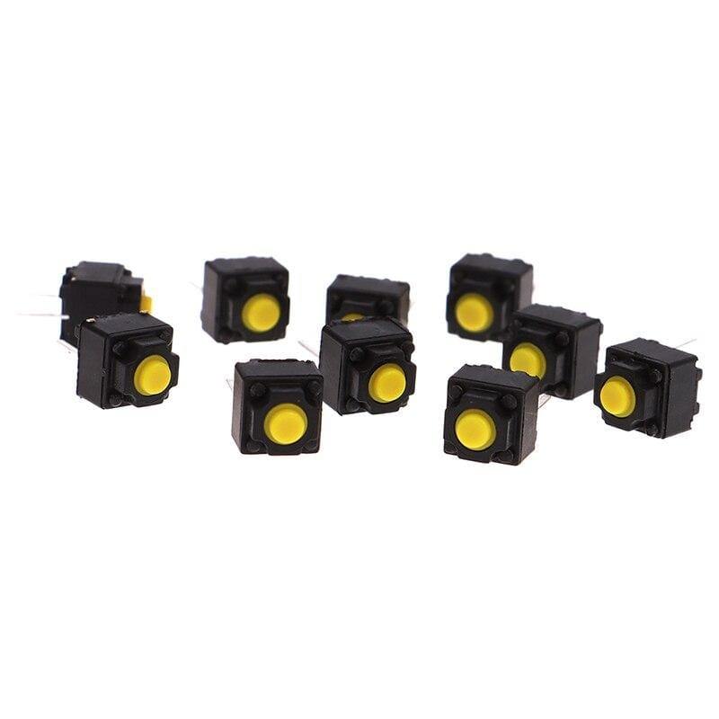 10Stück Stummtaste 6*6*7.3mm Silent Switch Drahtlose Maus Verdrahtete Maus Taste Mikro-Schalter Gelber Drucktastenschalter
