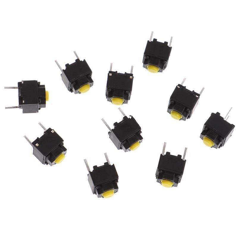 10Stück Stummtaste 6*6*7.3mm Silent Switch Drahtlose Maus Verdrahtete Maus Taste Mikro-Schalter Gelber Drucktastenschalter