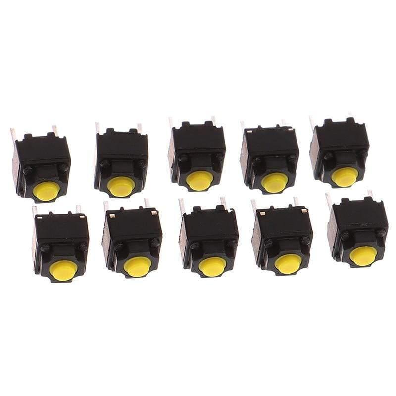 10Stück Stummtaste 6*6*7.3mm Silent Switch Drahtlose Maus Verdrahtete Maus Taste Mikro-Schalter Gelber Drucktastenschalter