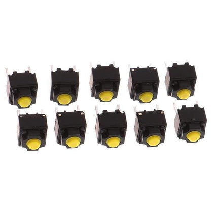 10Stück Stummtaste 6*6*7.3mm Silent Switch Drahtlose Maus Verdrahtete Maus Taste Mikro-Schalter Gelber Drucktastenschalter