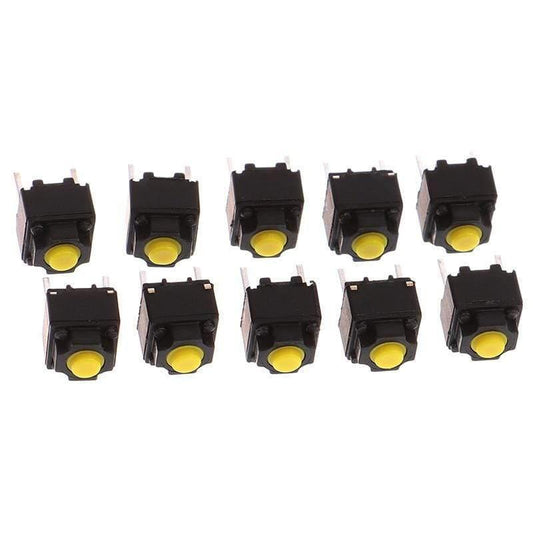 10Stück Stummtaste 6*6*7.3mm Silent Switch Drahtlose Maus Verdrahtete Maus Taste Mikro-Schalter Gelber Drucktastenschalter