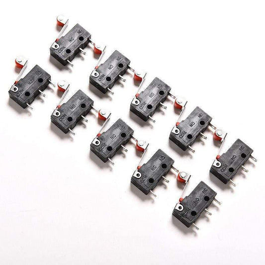 10 Stück Rollerhebelarm PCB-Anschlüsse Mikro-Begrenzung Normal Offen/Schließen Schalter KW12-3