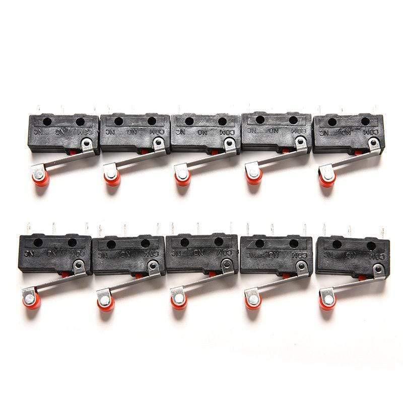 10 Stück Rollerhebelarm PCB-Anschlüsse Mikro-Begrenzung Normal Offen/Schließen Schalter KW12-3