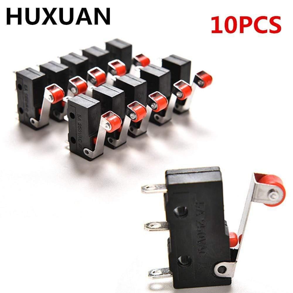 10 Stück Rollerhebelarm PCB-Anschlüsse Mikro-Begrenzung Normal Offen/Schließen Schalter KW12-3