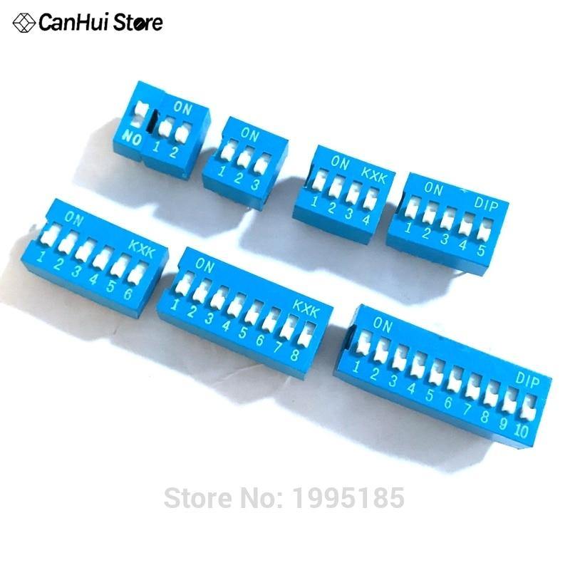 10 Stück Schiebeschaltermodul 1 2 3 4 5 6 7 8 10 PIN 2,54 mm Position Weg DIP Pitch Kippschalter Blau Schnappschalter Drehschalter