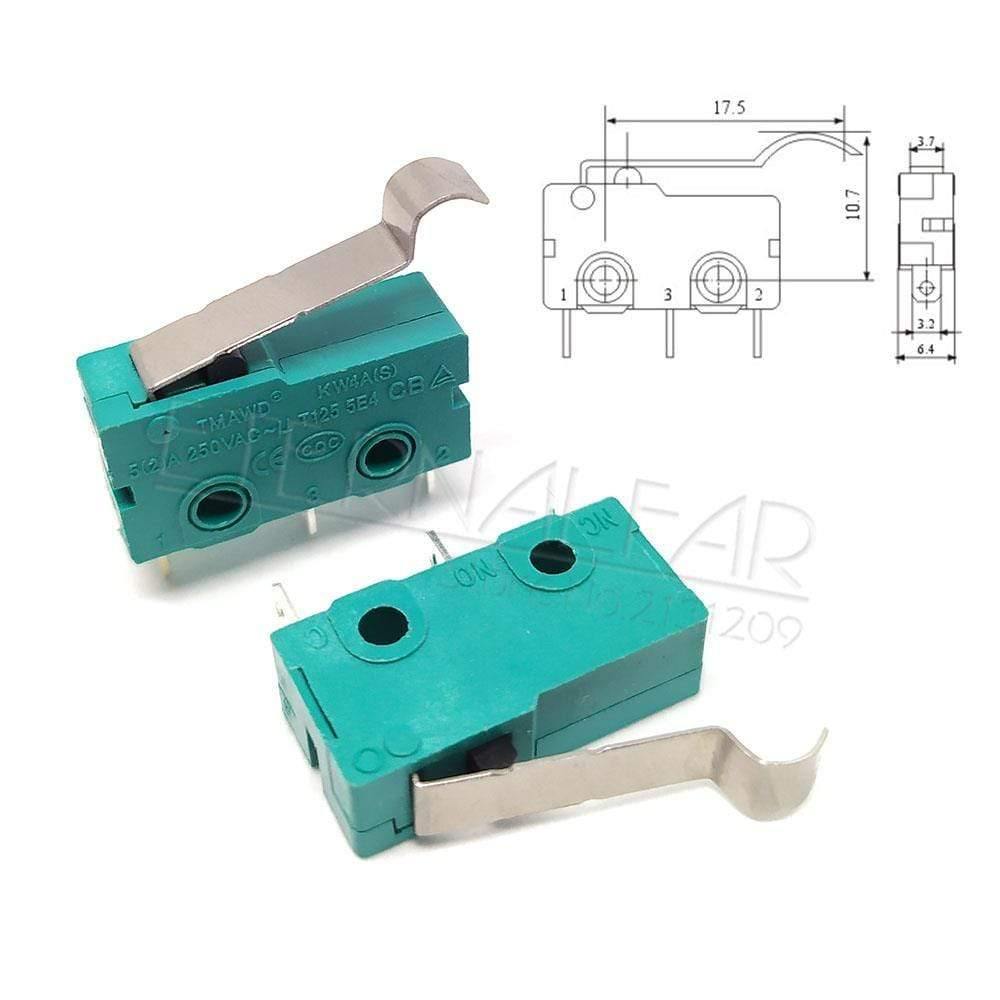Hzy Mini Mikro-Schalter Rollhebelarm SPDT Schnappaktion LOT 5A 250V KW4-OZ KW4A NC-NO-C Mit Riemenscheibe 3 Fuß Hub Grenzschalter