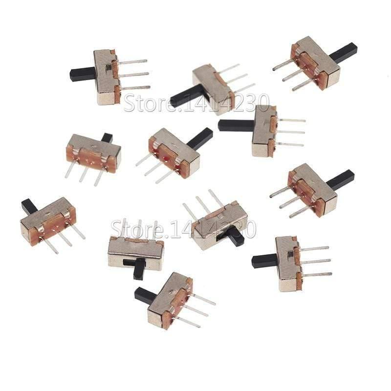 20Pcs SS12D00 Ein-Aus Mini Schiebeschalter 3pin 1P2T 2 Position Hochwertiger Kippschalter Griff Länge: 3MM/4MM/5MM/6MM