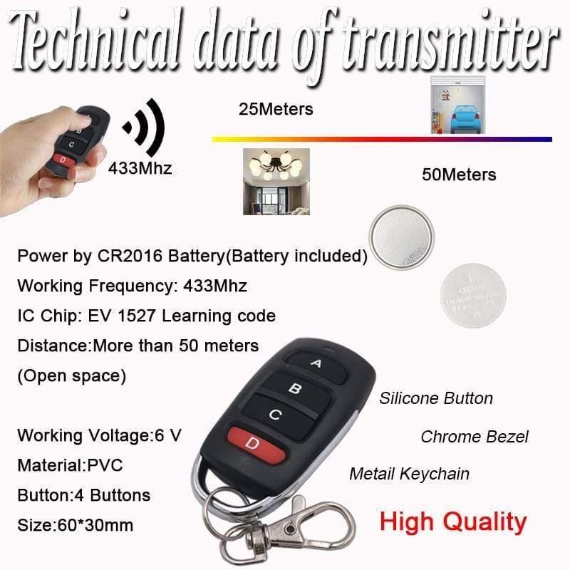 433mhz DC 3.6V 6V 12V 24V 1CH Relais Wireless RF-Fernbedienungsschaltermodul mit 4-Tasten-Transmitter Strom-LED-Lampe Licht DIY