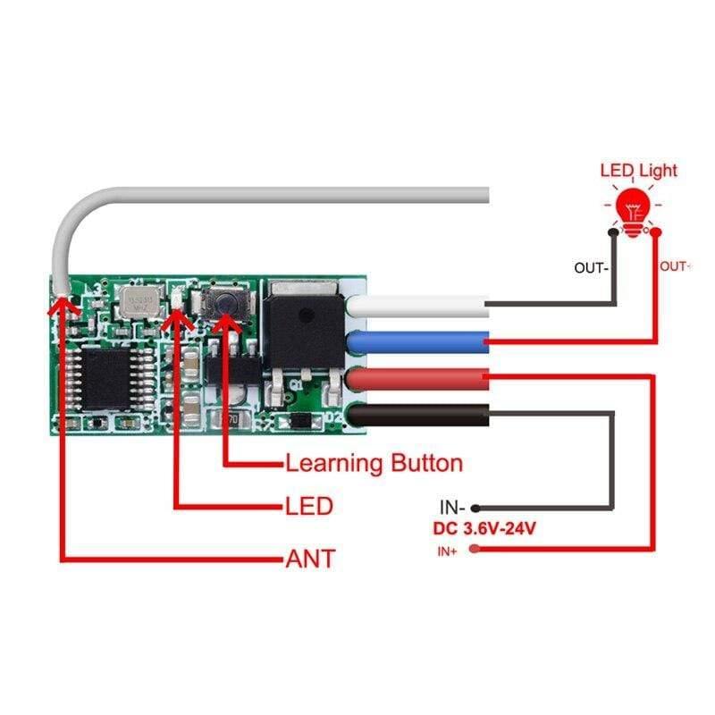 433mhz DC 3.6V 6V 12V 24V 1CH Relais Wireless RF-Fernbedienungsschaltermodul mit 4-Tasten-Transmitter Strom-LED-Lampe Licht DIY