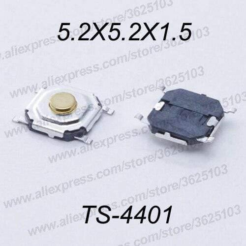 50PCS/LOT SMD 4*4*1.5mm (5.2*5.2*1.5mm) taktile Takt Drucktaste Mikro-Schalter Momentary Drucktaste Kupferkopf/Gummikopf usw.