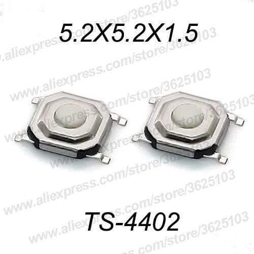 50PCS/LOT SMD 4*4*1.5mm (5.2*5.2*1.5mm) taktile Takt Drucktaste Mikro-Schalter Momentary Drucktaste Kupferkopf/Gummikopf usw.