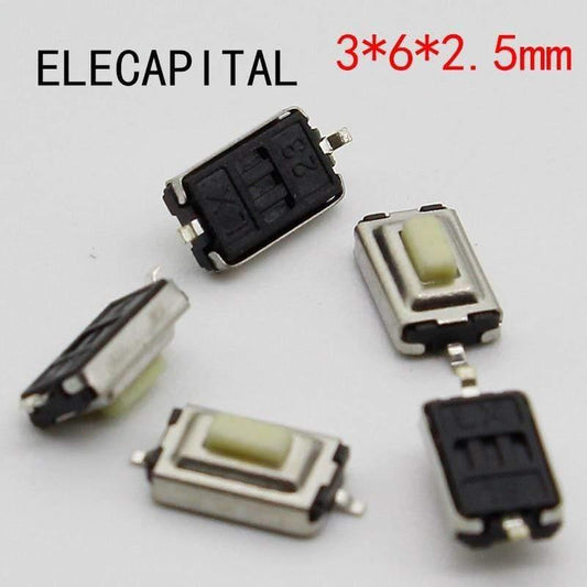 50pcs/lot SMT 3x6x2.5MM 2PIN Taktile Takt Druckknopf Mikro Schalter G73 Selbstrücksetzender Momentan