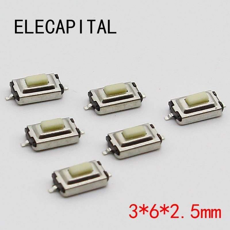 50pcs/lot SMT 3x6x2.5MM 2PIN Taktile Takt Druckknopf Mikro Schalter G73 Selbstrücksetzender Momentan