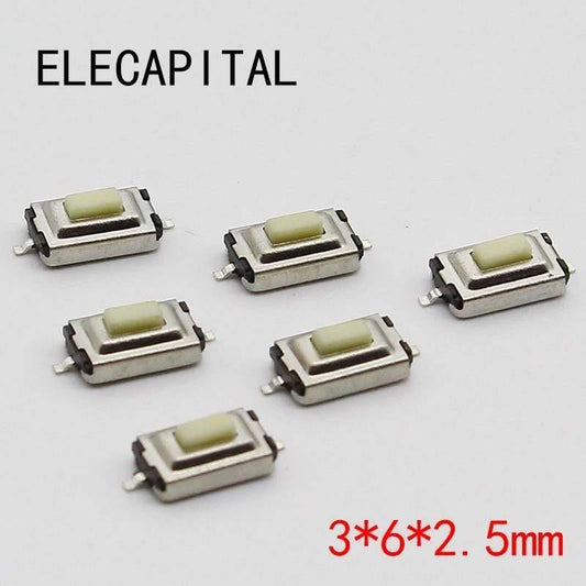 50pcs/lot SMT 3x6x2.5MM 2PIN Taktile Takt Druckknopf Mikro Schalter G73 Selbstrücksetzender Momentan