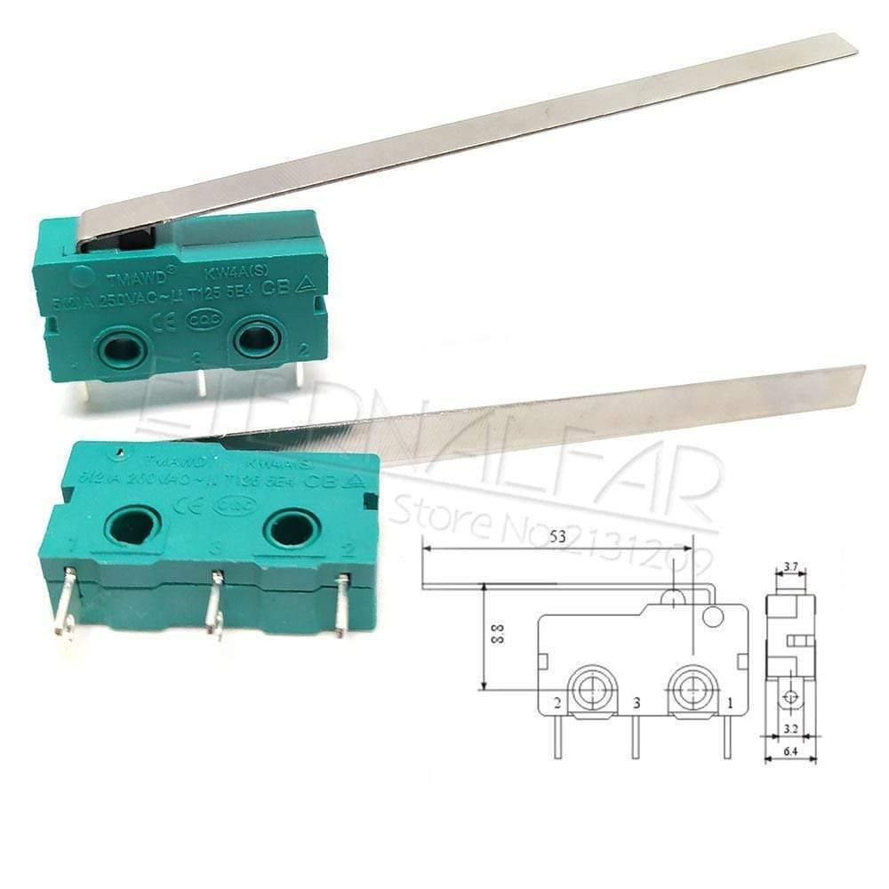 Hzy Mini Mikro-Schalter Rollhebelarm SPDT Schnappaktion LOT 5A 250V KW4-OZ KW4A NC-NO-C Mit Riemenscheibe 3 Fuß Hub Grenzschalter