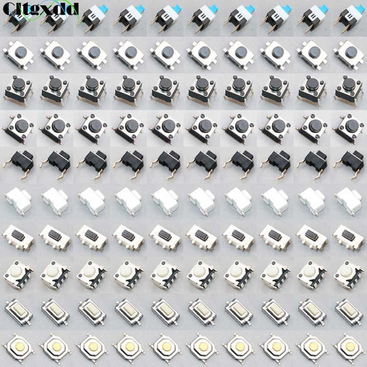 Cltgxdd Mikroschalter 100PCS/Los 10Typen Gemischte Drucktasten-Tastenschalter Rücksetzmini-Blattschalter SMD DIP Diy-Kit (10 Modelle jeweils 10Stück)