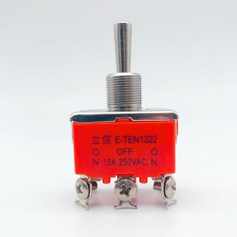 E-TEN1322 Mikroschalter 15A/250V 6 Pin wasserdichter Schalter Kappe Ein-Aus-Ein Miniatur Kippschalter Orange 1PCS (E-TEN1322)