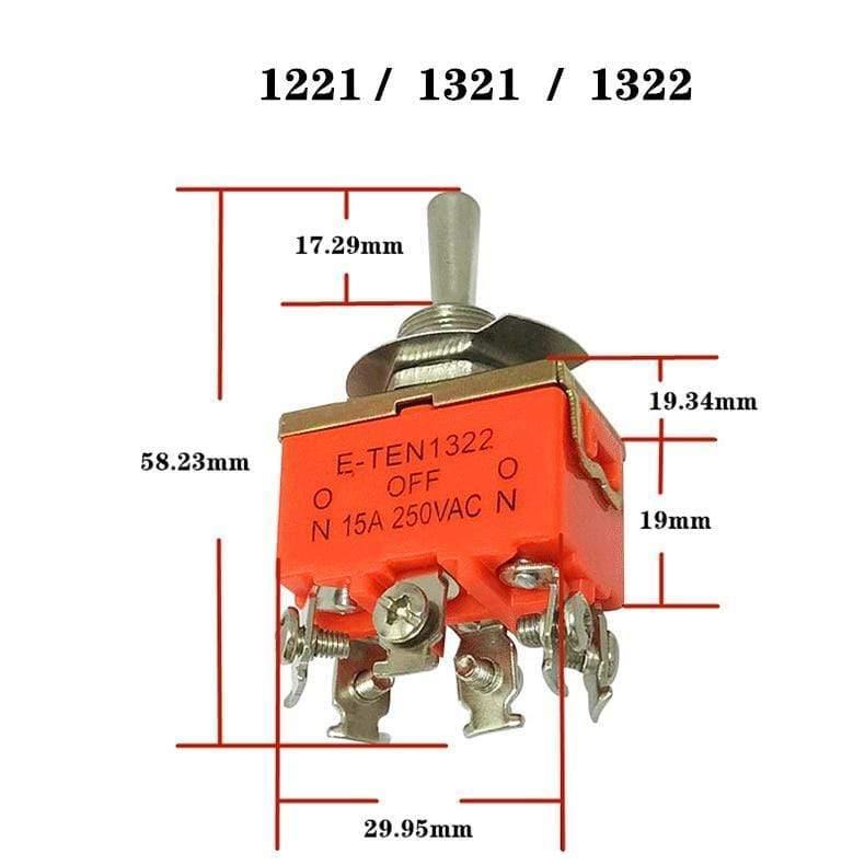 E-TEN1322 Mikroschalter 15A/250V 6 Pin wasserdichter Schalter Kappe Ein-Aus-Ein Miniatur Kippschalter Orange 1PCS (E-TEN1322)
