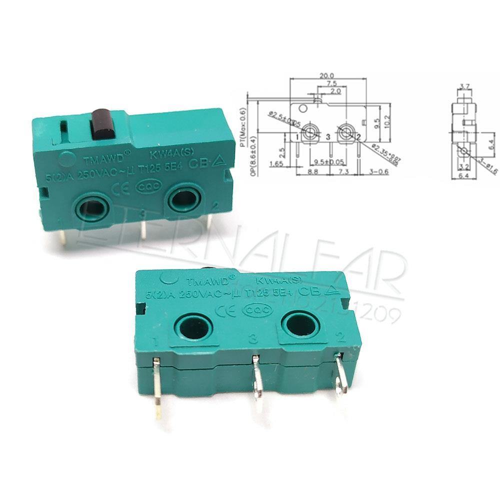 Hzy Mini Mikro-Schalter Rollhebelarm SPDT Schnappaktion LOT 5A 250V KW4-OZ KW4A NC-NO-C Mit Riemenscheibe 3 Fuß Hub Grenzschalter
