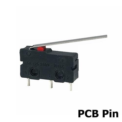 5Stk Mini Mikro Grenzschalter NO NC 3 Pins PCB Anschlüsse SPDT 5A 125V 250V 29mm Rollenbogen Hebel Schnappschalter