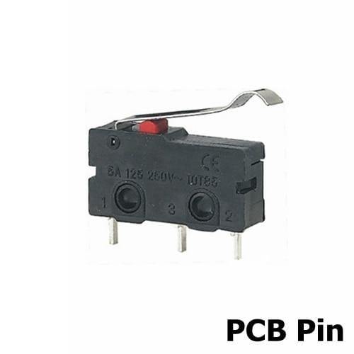 5Stk Mini Mikro Grenzschalter NO NC 3 Pins PCB Anschlüsse SPDT 5A 125V 250V 29mm Rollenbogen Hebel Schnappschalter