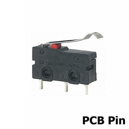 5Stk Mini Mikro Grenzschalter NO NC 3 Pins PCB Anschlüsse SPDT 5A 125V 250V 29mm Rollenbogen Hebel Schnappschalter
