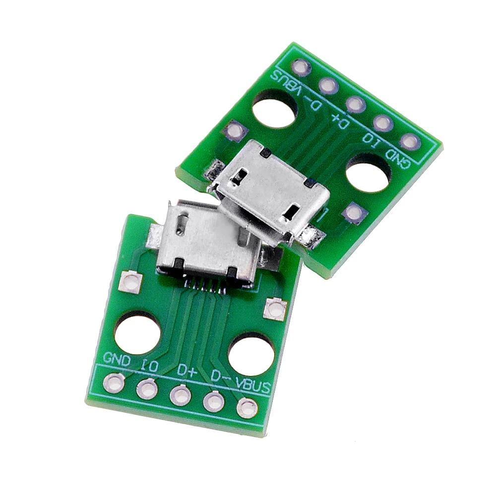10PCS MICRO USB zu DIP Adapter 5pin Weiblicher Anschluss B Typ PCB Konverter Breadboard Schalterboard SMT Mutter Sitz (10PCS-200004889 10PCS-202408827)