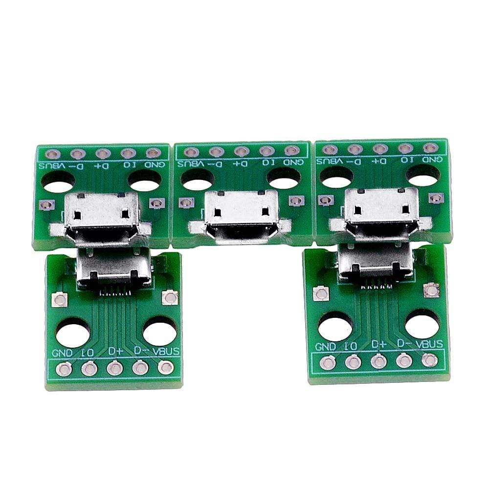 10PCS MICRO USB zu DIP Adapter 5pin Weiblicher Anschluss B Typ PCB Konverter Breadboard Schalterboard SMT Mutter Sitz (10PCS-200004889 10PCS-202408827)