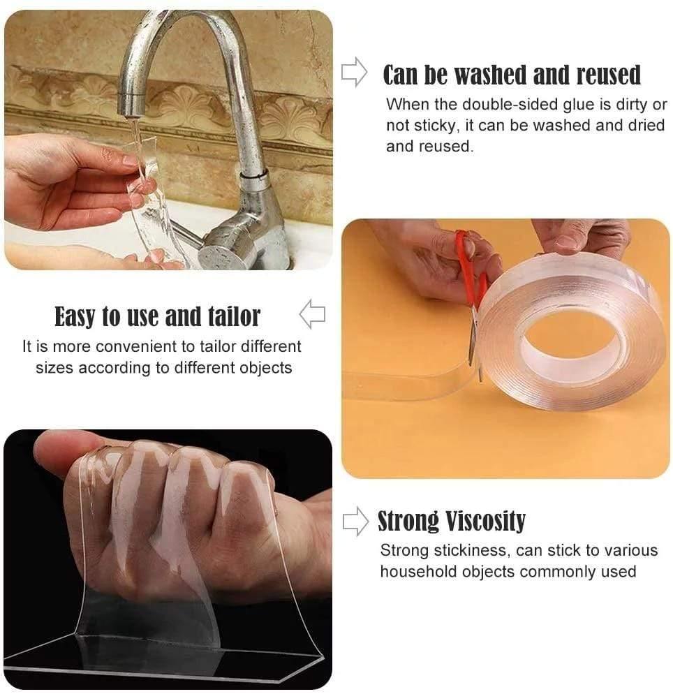 1/2/3/5m Magic Tape Double-Sided Tape Trace-Free Waterproof Scotch Tape for Bathroom Kitchen Sink Faucet Gel Sticker