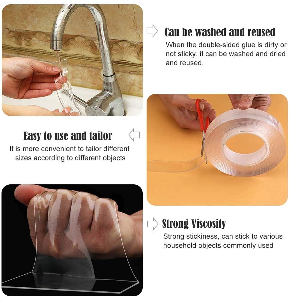 3M/5M Nano Magic Tape double-sided transparent NoTrace reusable waterproof adhesive tape sticker washable home garden Gekkotape