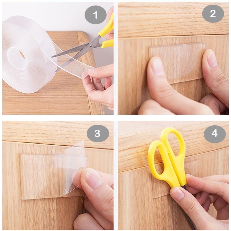 3M/5M Nano Magic Tape double-sided transparent NoTrace reusable waterproof adhesive tape sticker washable home garden Gekkotape