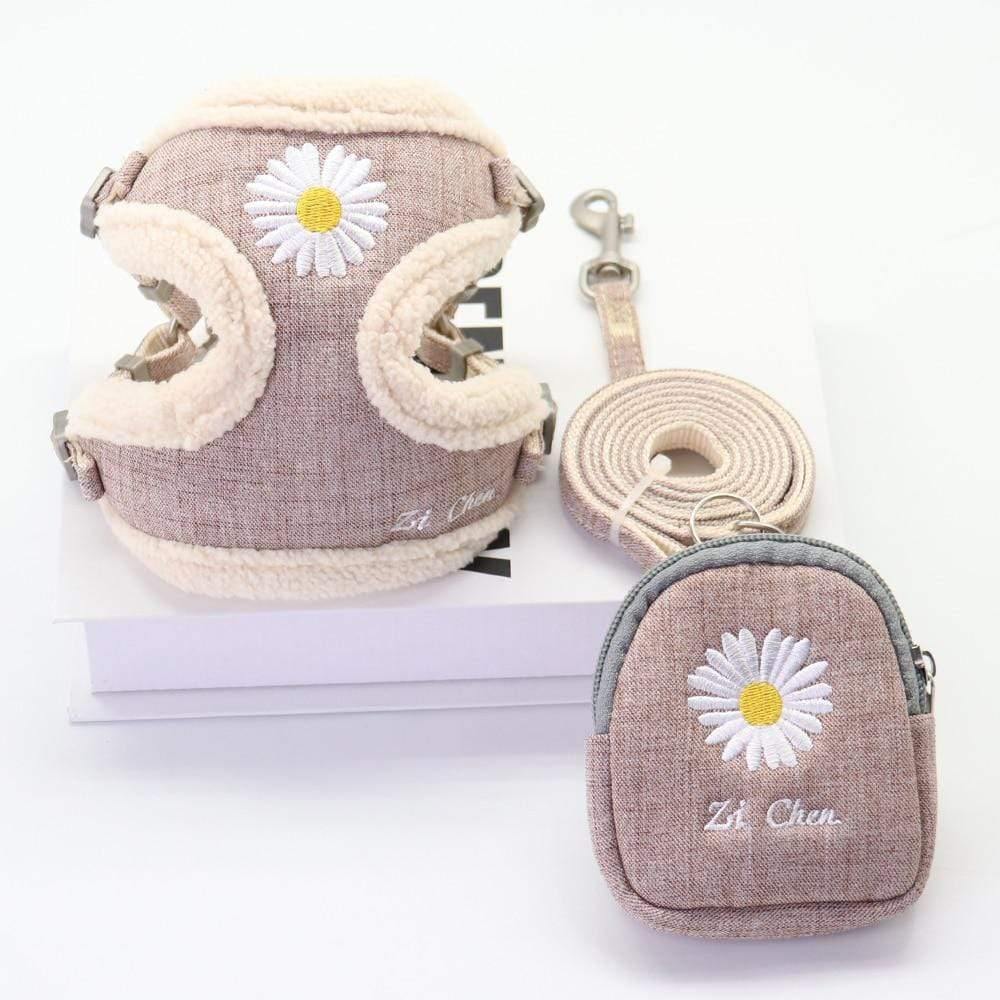 Weiche Haustier Hundegeschirre Weste Kein Ziehen Verstellbar Warm Halten Stickerei Katze Geschirr Leine Set Für Kleine Mittlere Hunde Outdoor Spaziergang