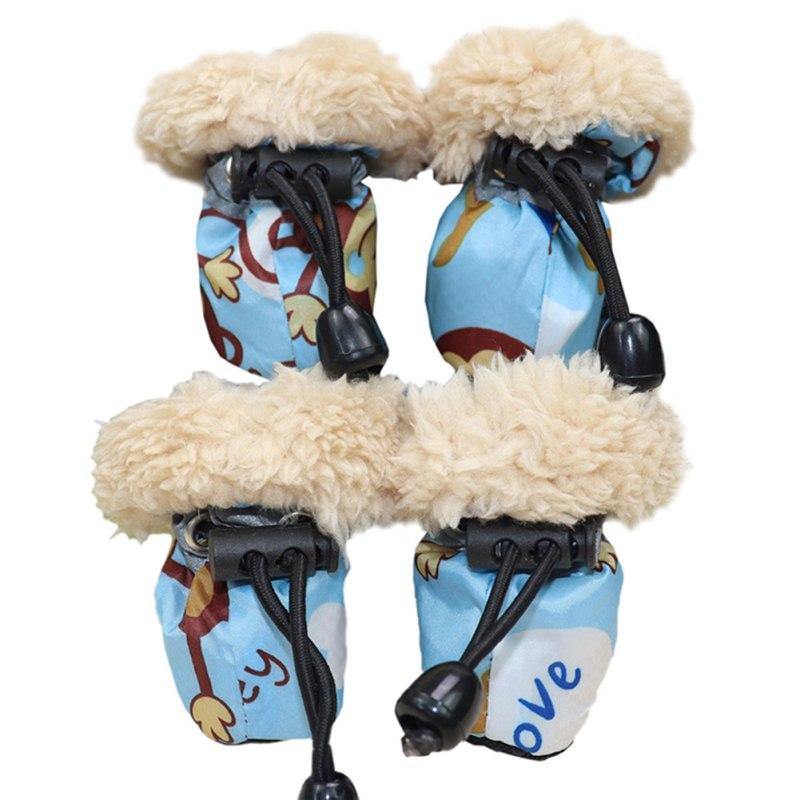 4 Stück Winter Dick Warm Haustier Hundeschuhe Anti-Rutsch Wasserdicht Regen Schnee Stiefel Schuhe Für Welpen Hund Socken Stiefel Haustier Pfotenpflege