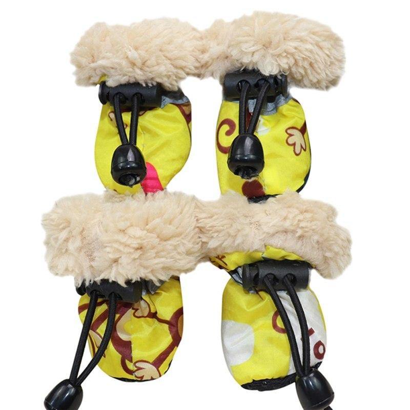 4 Stück Winter Dick Warm Haustier Hundeschuhe Anti-Rutsch Wasserdicht Regen Schnee Stiefel Schuhe Für Welpen Hund Socken Stiefel Haustier Pfotenpflege