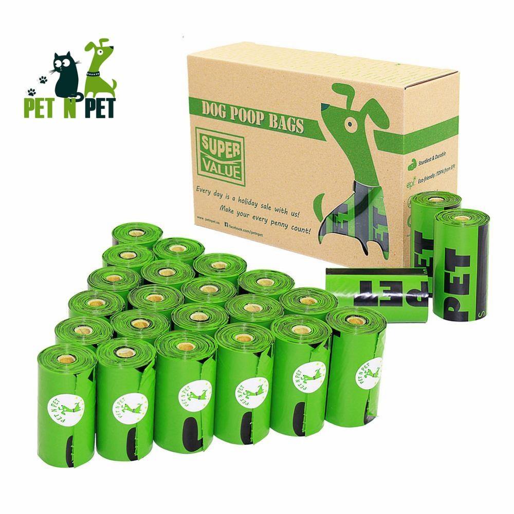 Pet N Pet biologisch abbaubare Hundekotbeutel umweltfreundlich 360/720 Stück 24/48 Rollen 15 Mikrometer grüne Katzenabfallbeutel