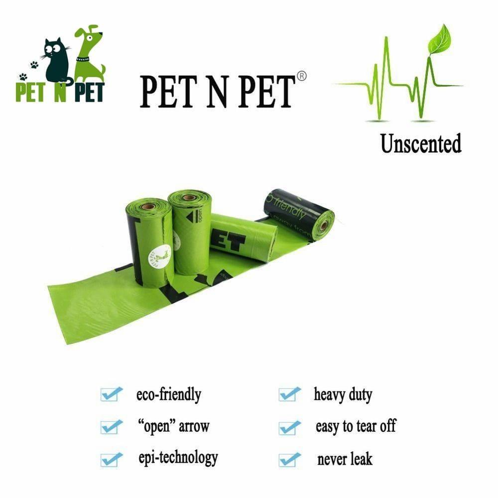 Pet N Pet biologisch abbaubare Hundekotbeutel umweltfreundlich 360/720 Stück 24/48 Rollen 15 Mikrometer grüne Katzenabfallbeutel