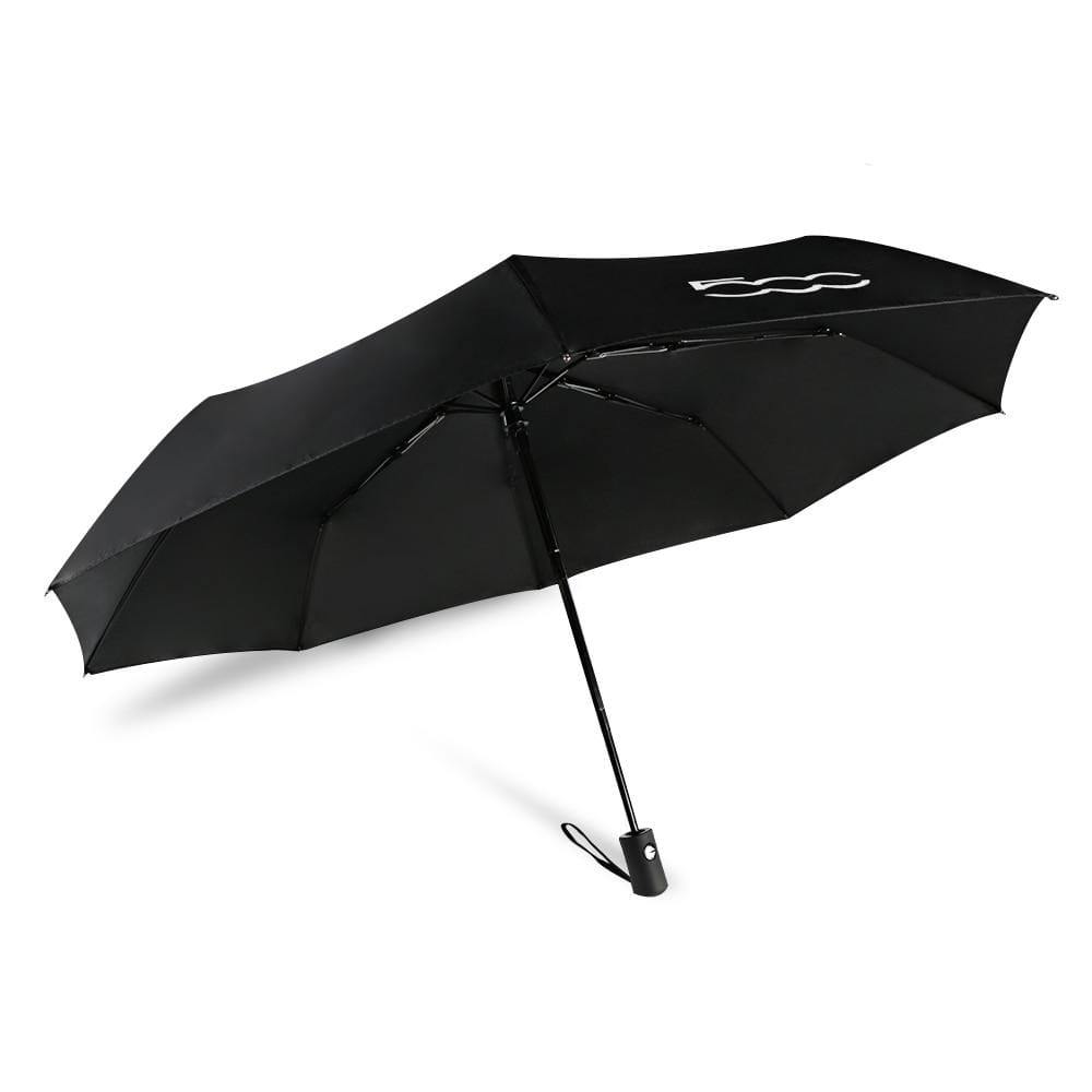 Automatischer Faltbarer Winddichter Regenschirm Für Fiat 500 Auto Tragbarer Sonnenschutz Mit Auto-Logo Sonnen Strand Regenschirm Autozubehör