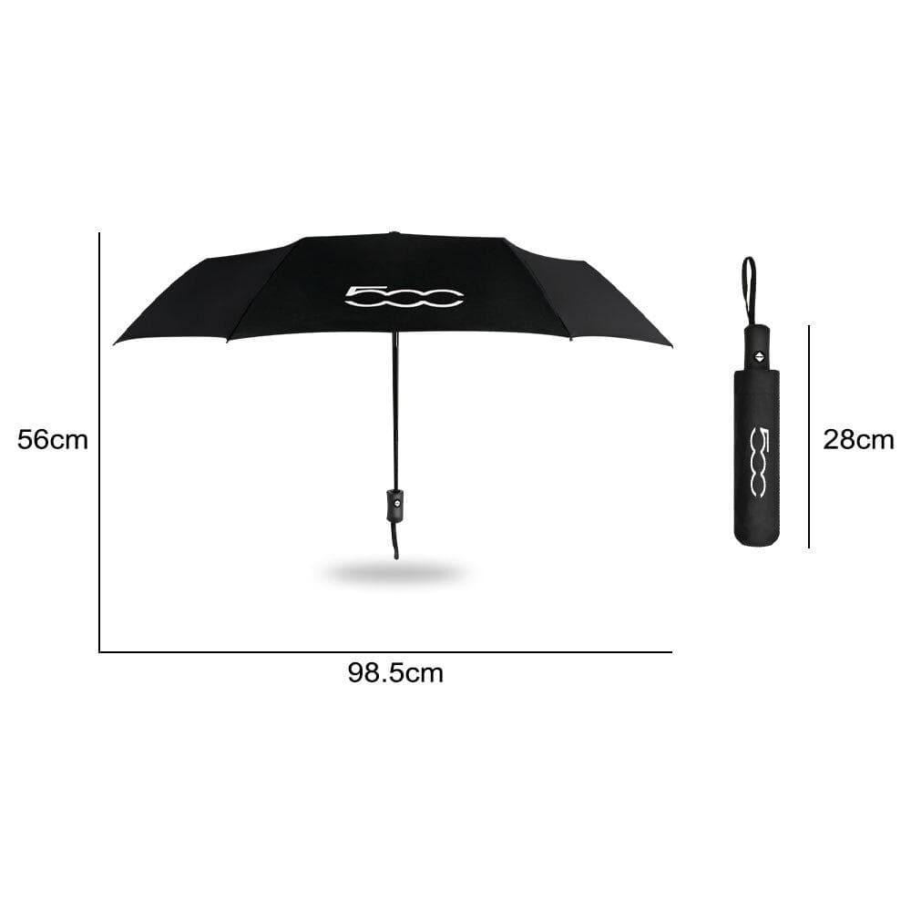 Automatischer Faltbarer Winddichter Regenschirm Für Fiat 500 Auto Tragbarer Sonnenschutz Mit Auto-Logo Sonnen Strand Regenschirm Autozubehör